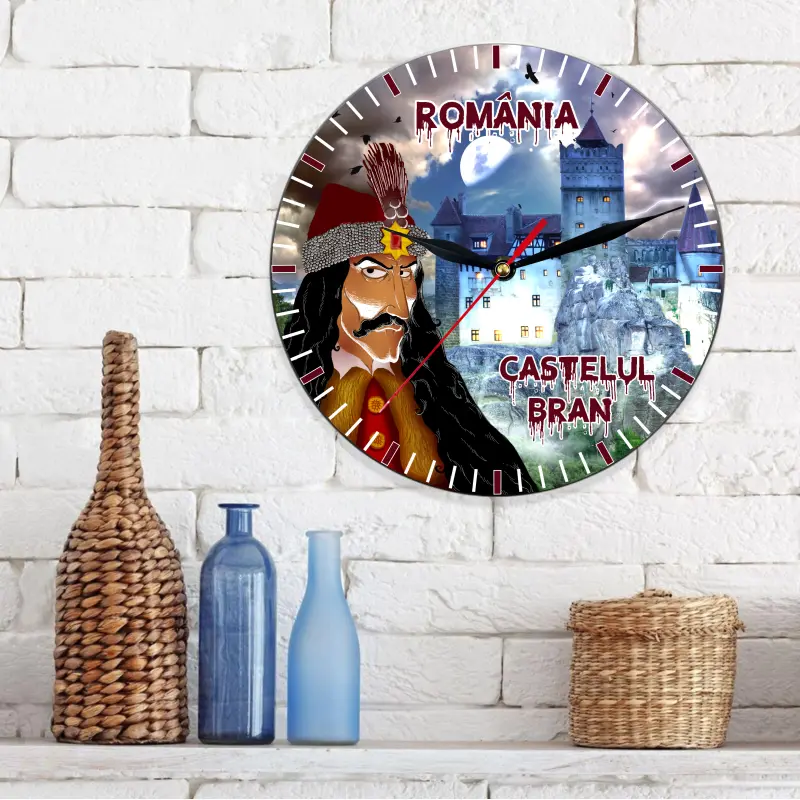 Castelul bran, ceas lemn de perete, model 08